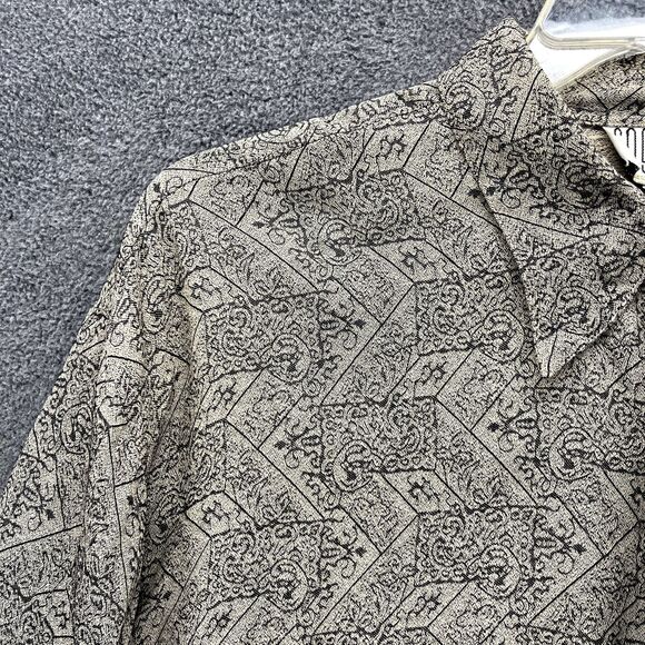 Vintage Button Up Shirt Medium Geometric long Sleeve Retro Preppy Loose Casanova - Picture 4 of 14